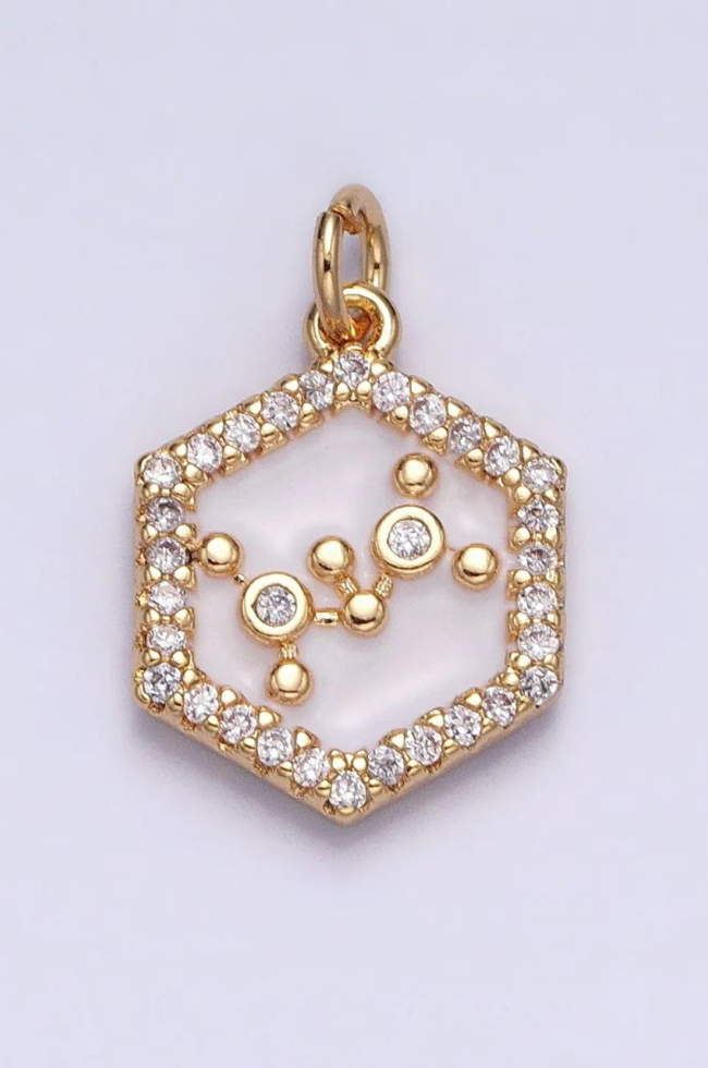 White Enamel Birth Star Zodiac Charm