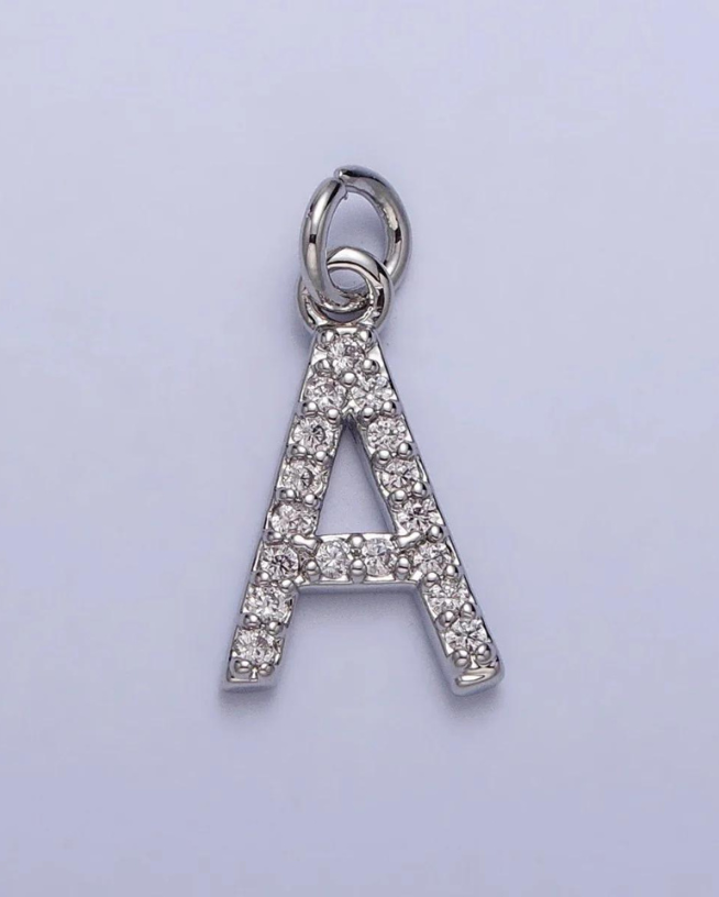 Silver CZ Initial Charm