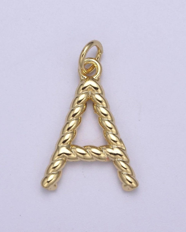 Gold Twisted Initial Charm
