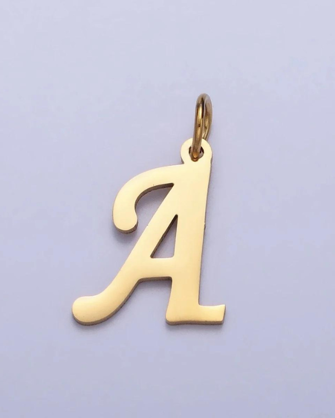 Gold Script Initial Charm