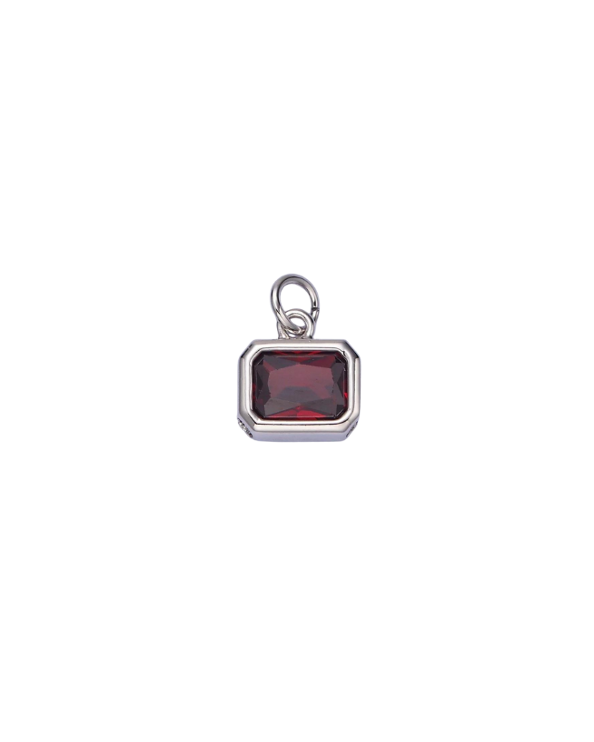 Silver Baguette Birthstone Charm