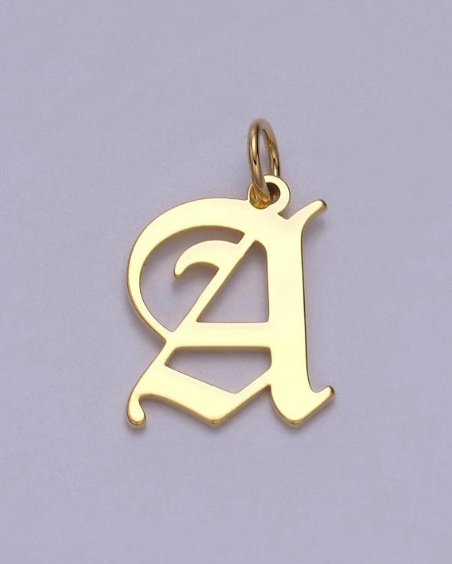 Gold Old English Initial Pendant
