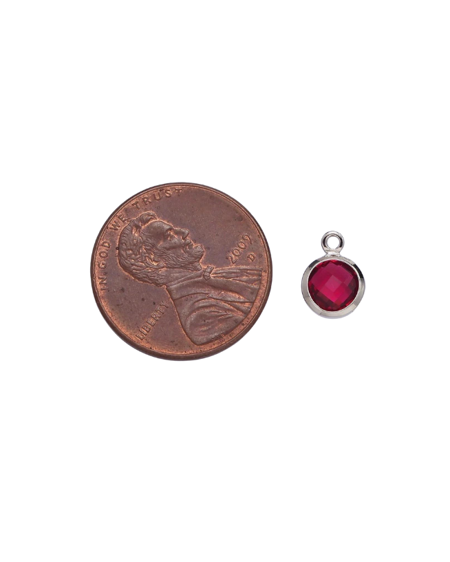 Silver Round Birthstone Charm