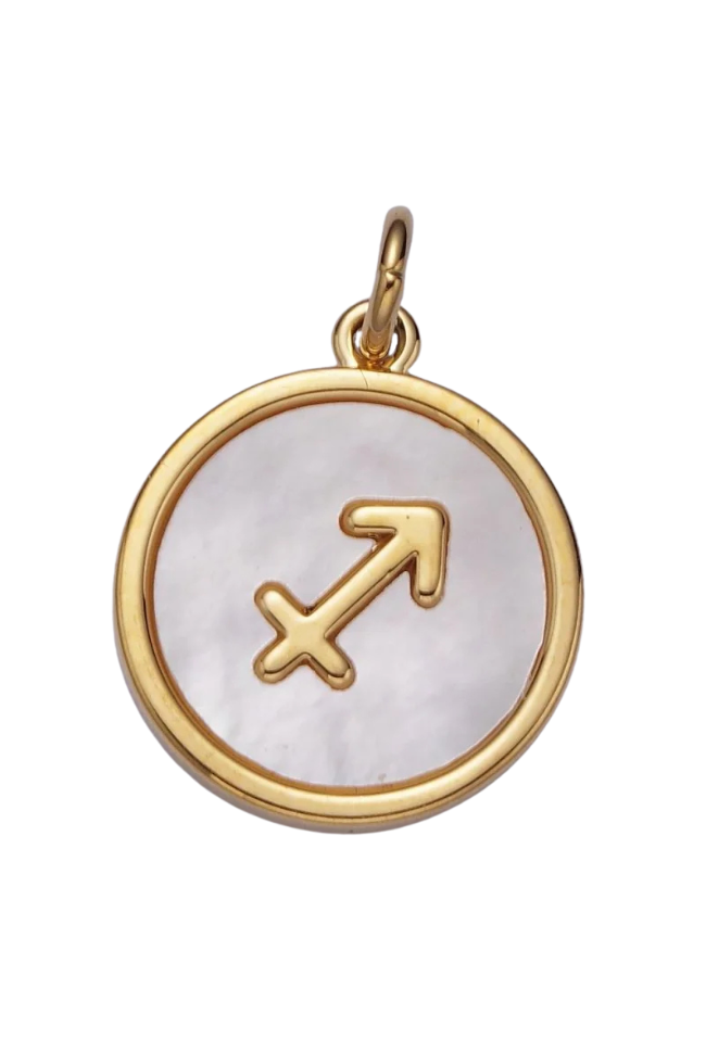 Round White Shell Zodiac Charm
