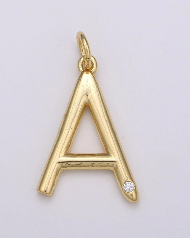 Gold Minimalist CZ Initial Charm