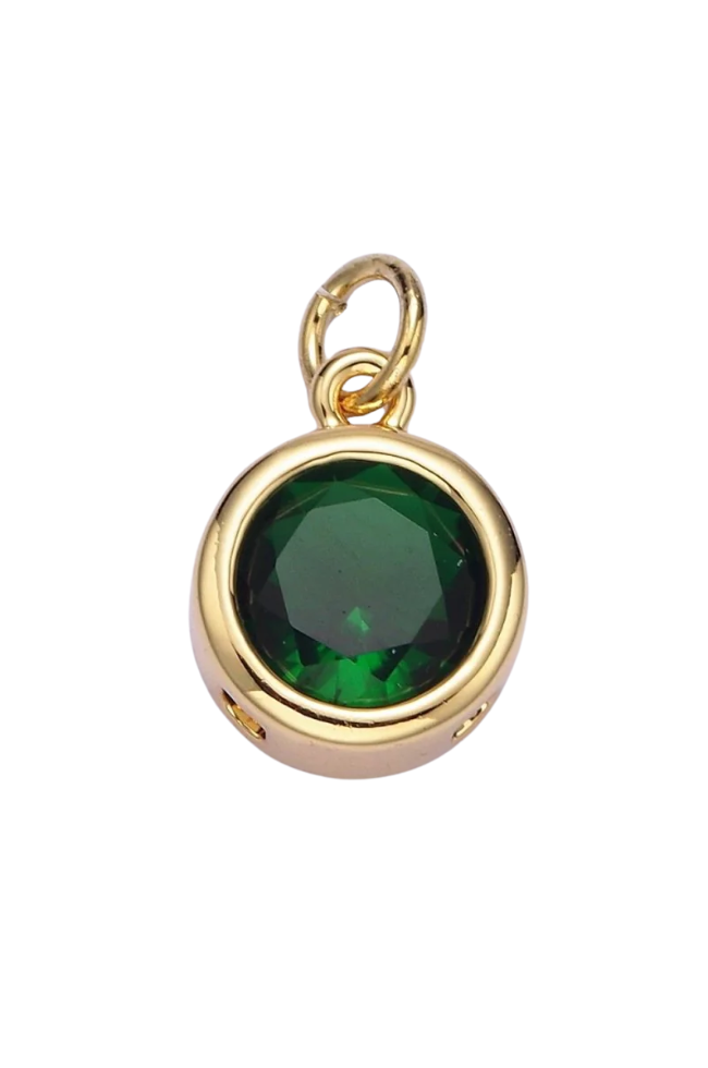 Gold Circle Birthstone Charm