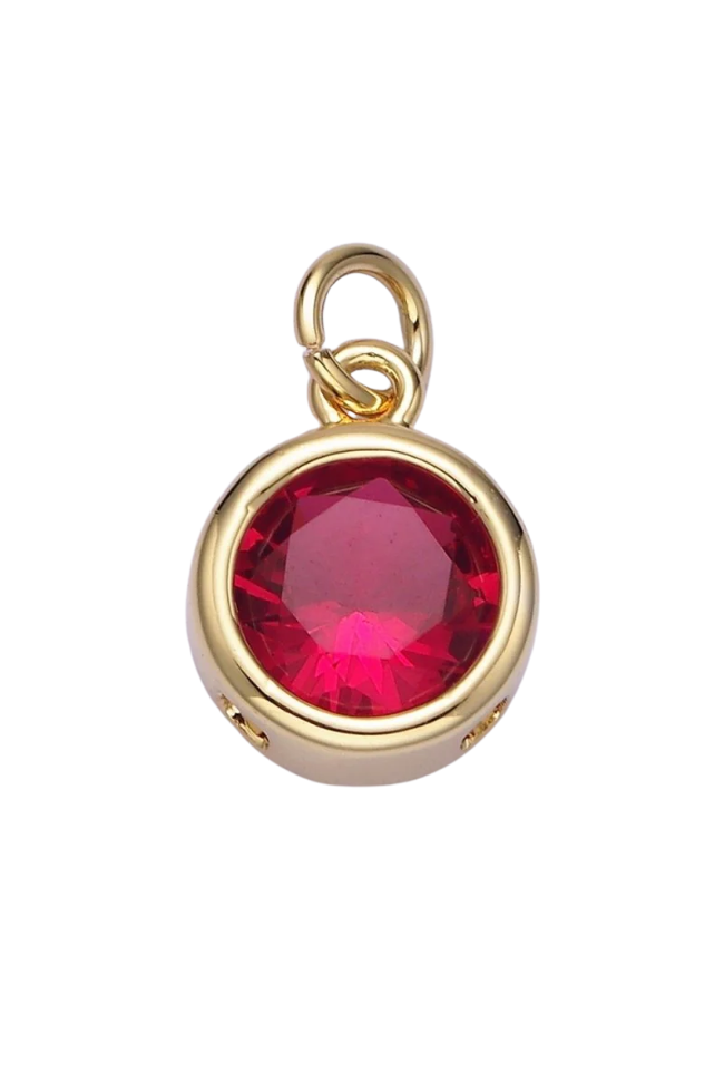 Gold Circle Birthstone Charm
