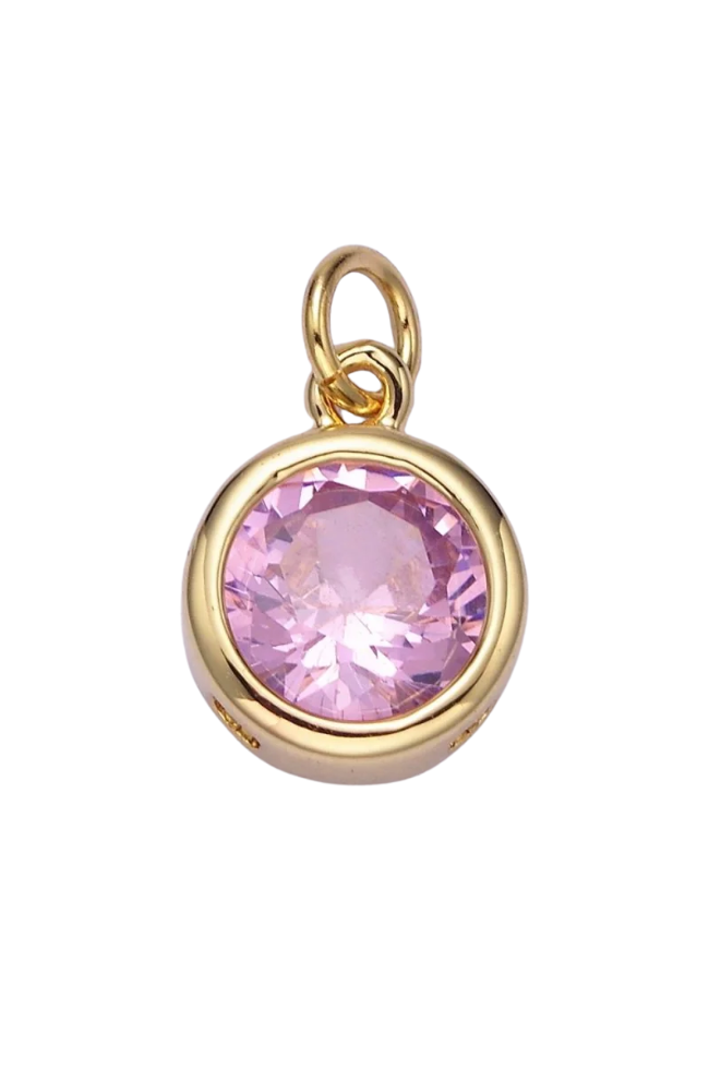 Gold Circle Birthstone Charm