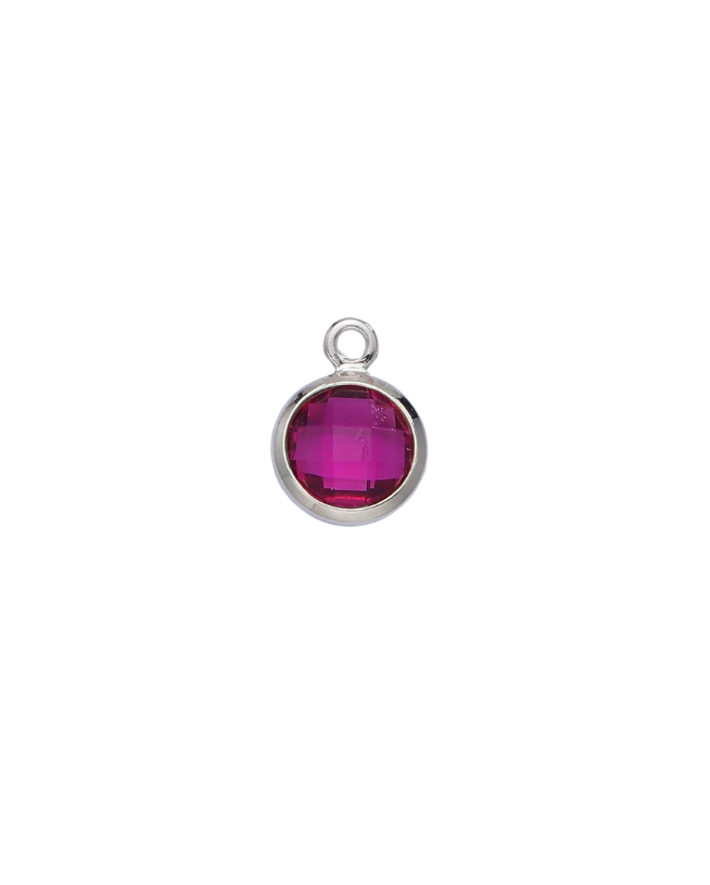 Silver Round Birthstone Charm