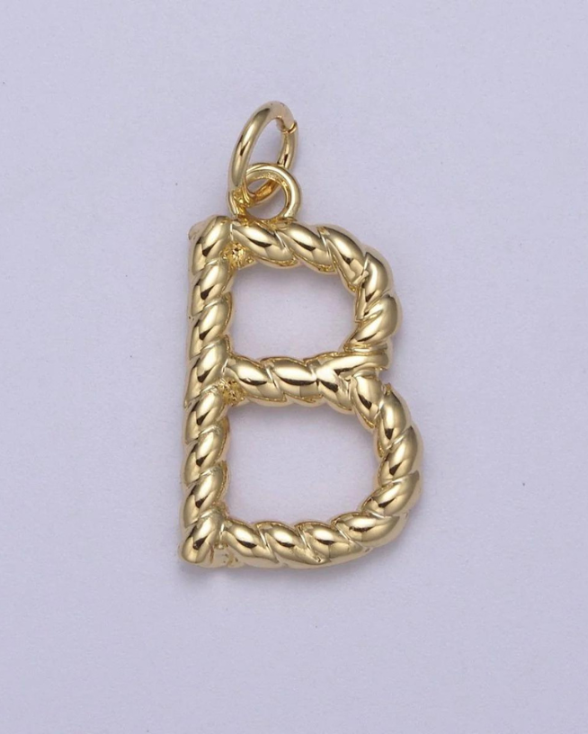 Gold Twisted Initial Charm