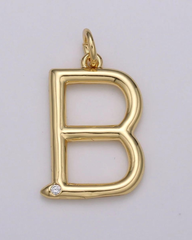 Gold Minimalist CZ Initial Charm
