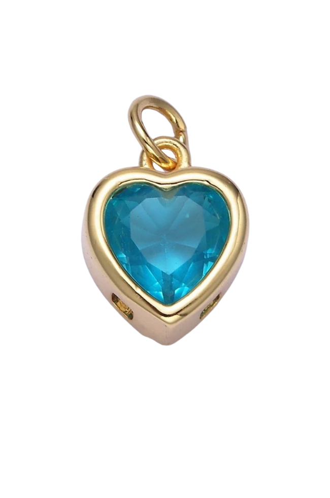 Gold Heart Birthstone Charm