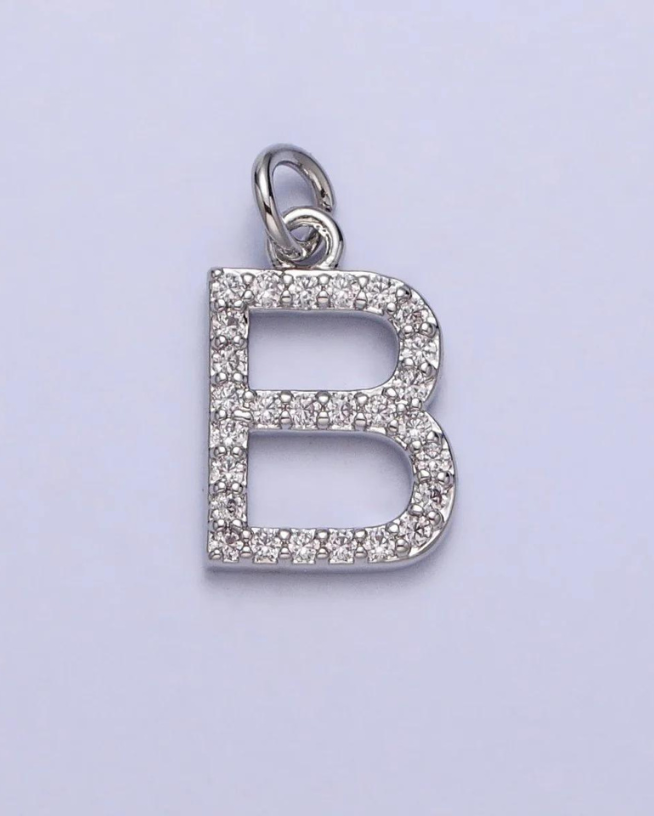 Silver CZ Initial Charm