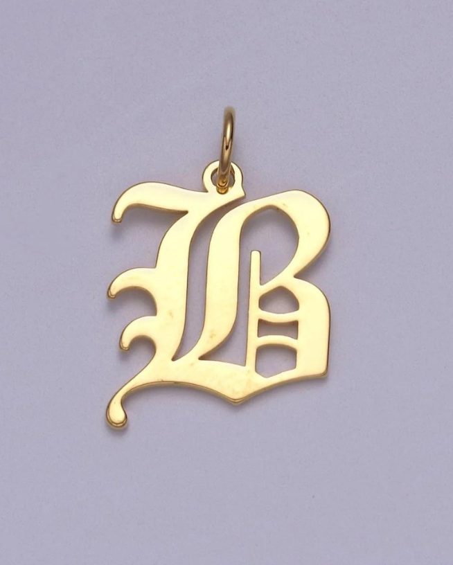Gold Old English Initial Pendant