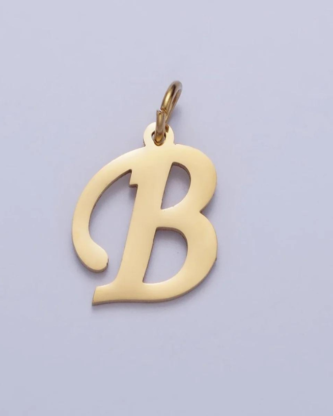 Gold Script Initial Charm