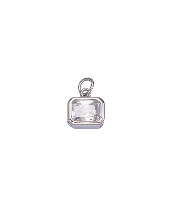 Silver Baguette Birthstone Charm