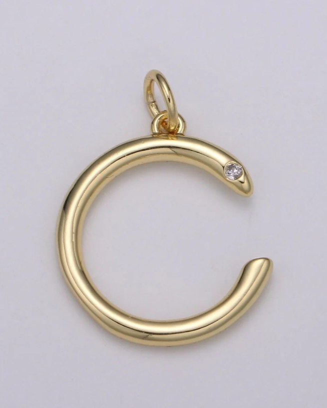 Gold Minimalist CZ Initial Charm