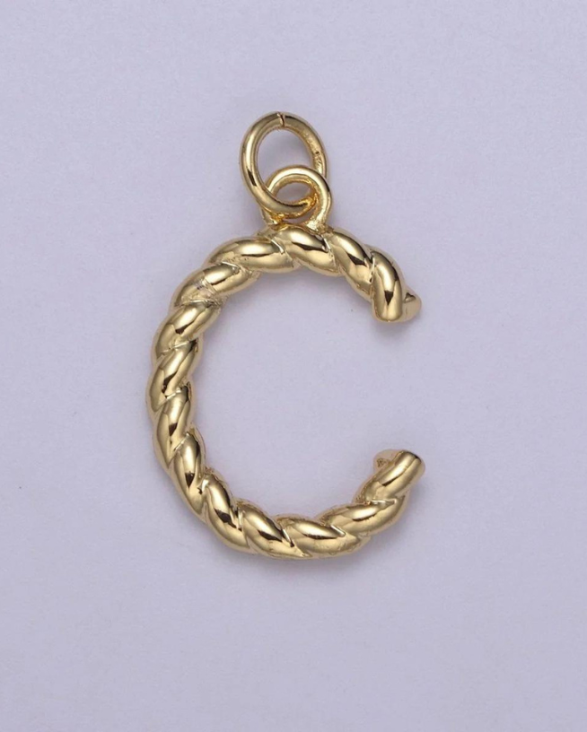 Gold Twisted Initial Charm