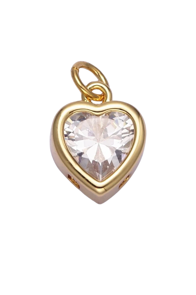Gold Heart Birthstone Charm