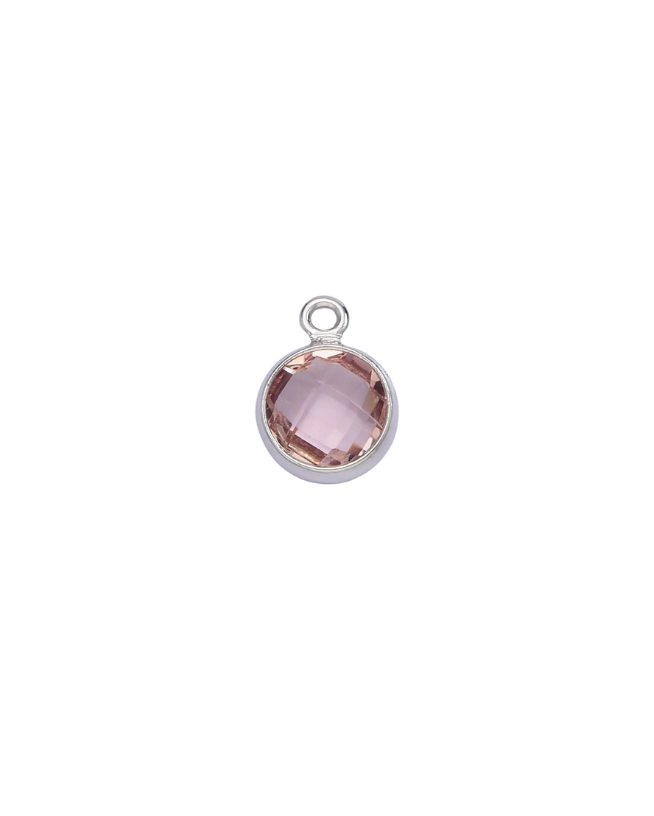 Silver Round Birthstone Charm