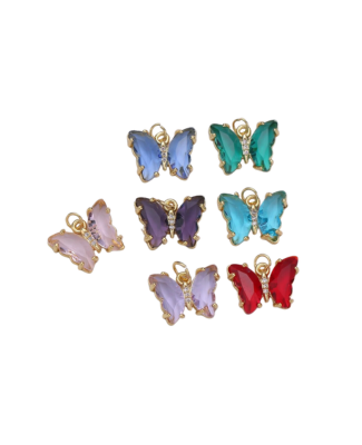 Gold Gemstone Butterfly Charm
