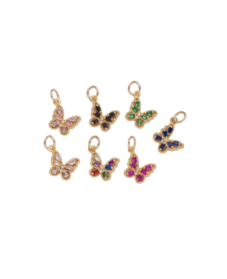 Mini Colorful Pave Butterfly Charm