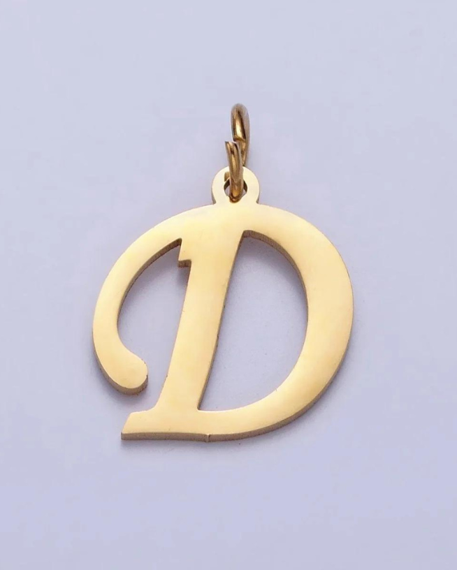 Gold Script Initial Charm
