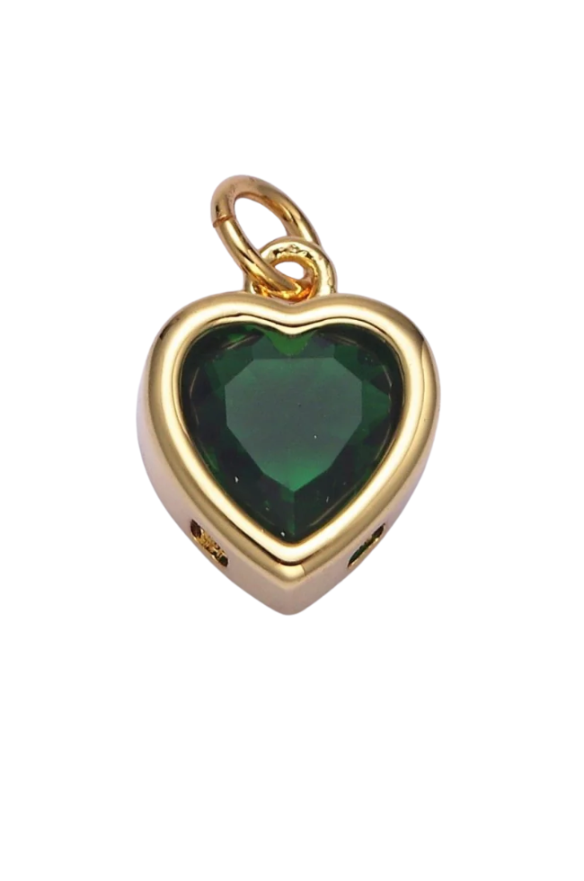 Gold Heart Birthstone Charm