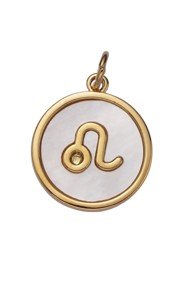 Round White Shell Zodiac Charm