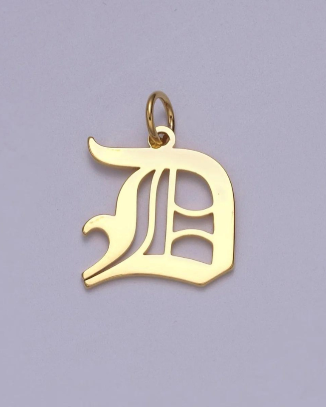 Gold Old English Initial Pendant