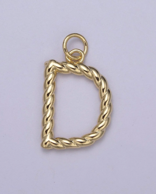 Gold Twisted Initial Charm
