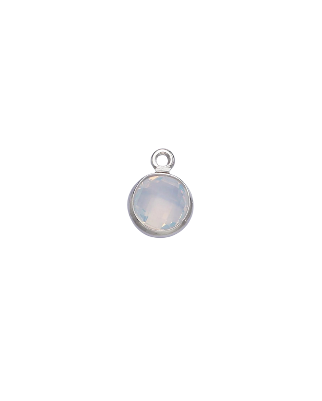 Silver Round Birthstone Charm