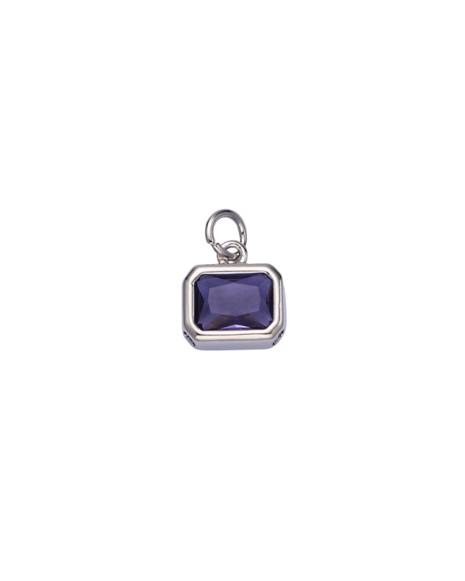 Silver Baguette Birthstone Charm