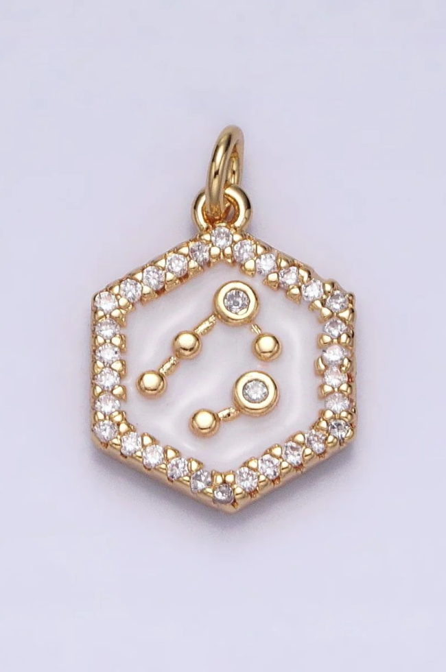 White Enamel Birth Star Zodiac Charm