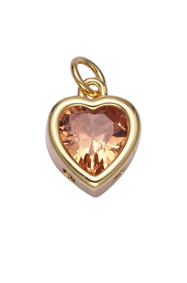 Gold Heart Birthstone Charm