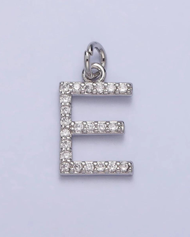 Silver CZ Initial Charm