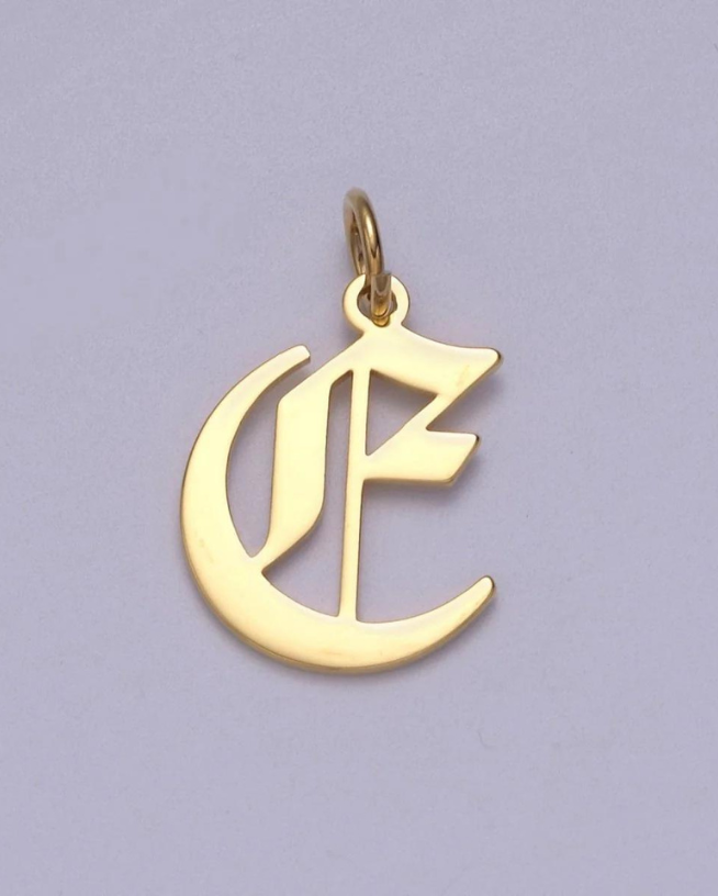 Gold Old English Initial Pendant