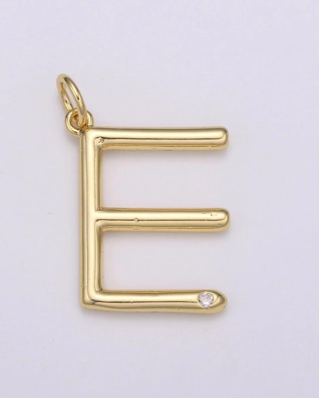 Gold Minimalist CZ Initial Charm
