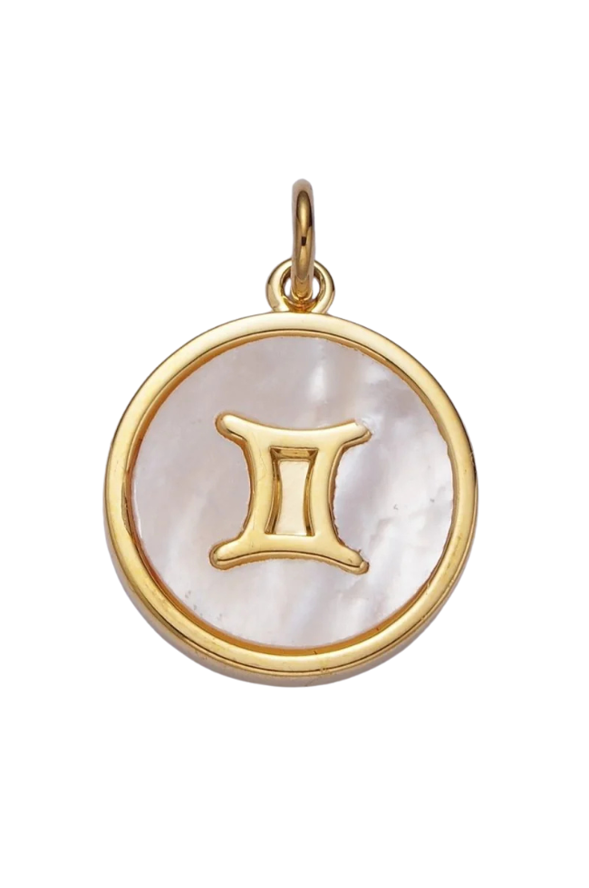 Round White Shell Zodiac Charm