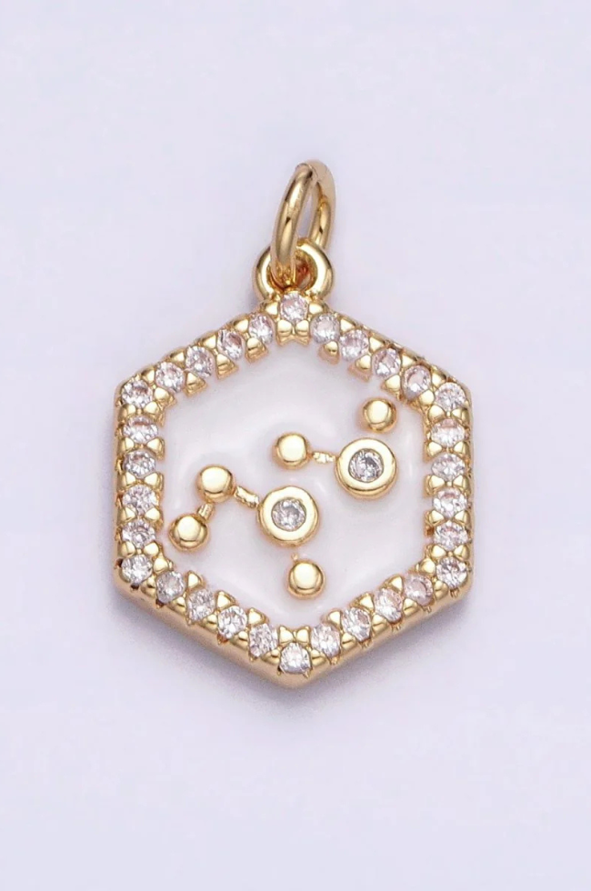 White Enamel Birth Star Zodiac Charm