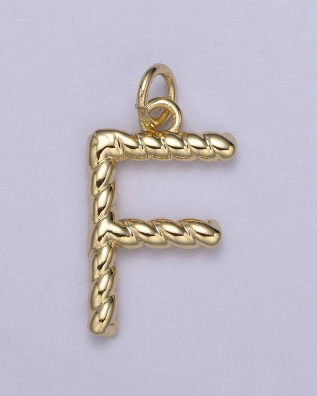 Gold Twisted Initial Charm