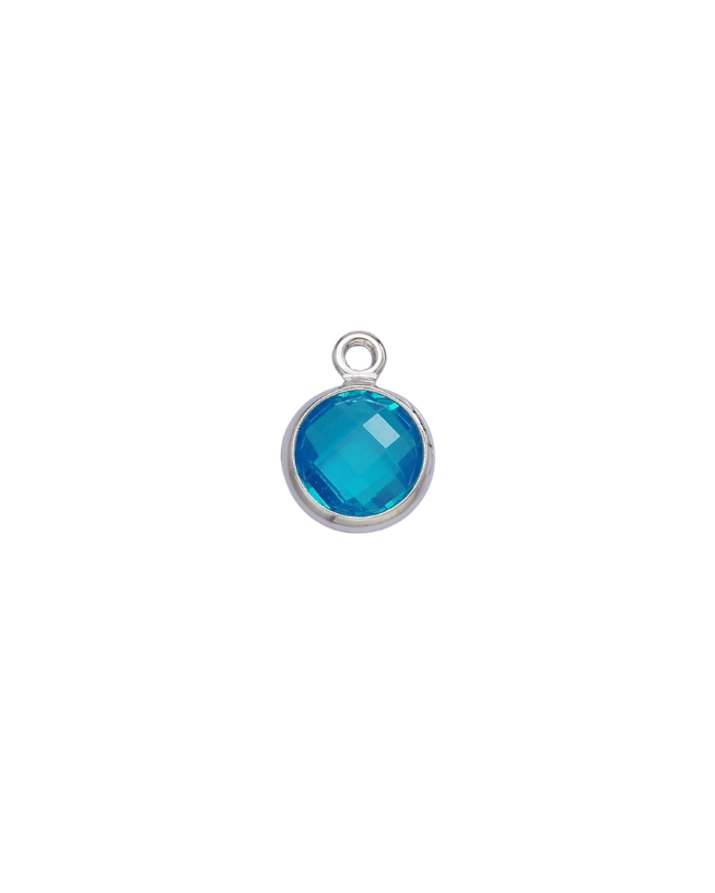 Silver Round Birthstone Charm