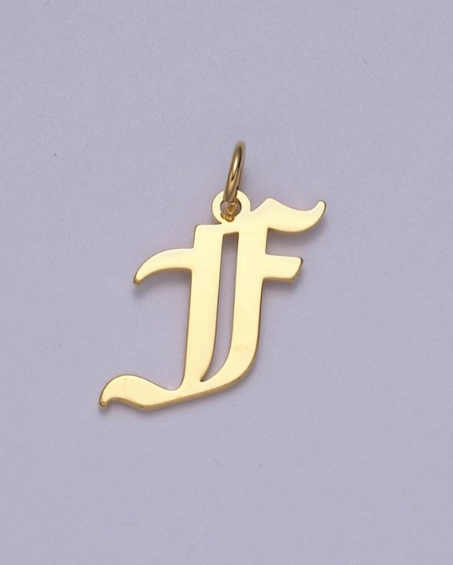 Gold Old English Initial Pendant