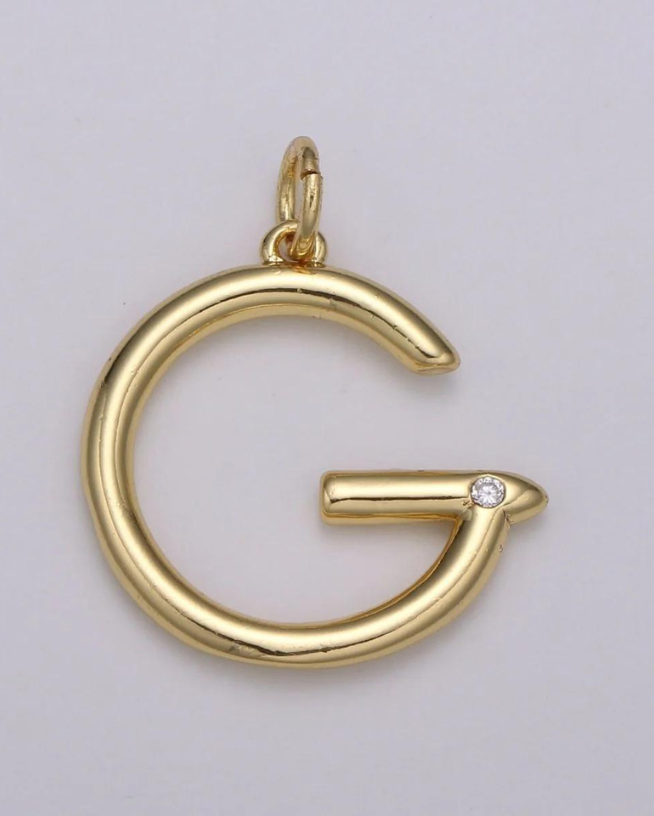 Gold Minimalist CZ Initial Charm
