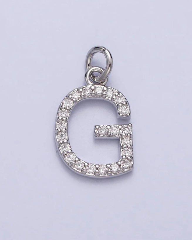 Silver CZ Initial Charm
