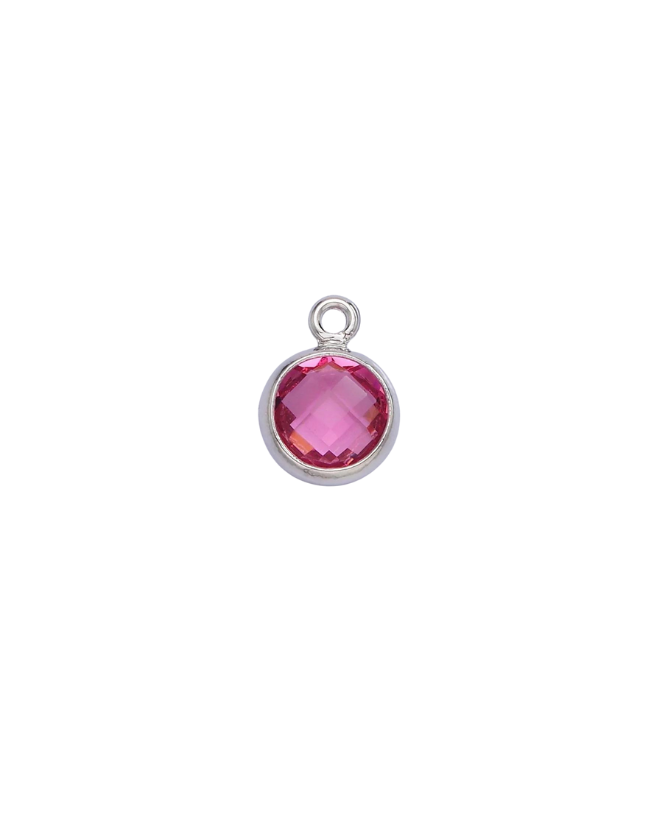 Silver Round Birthstone Charm