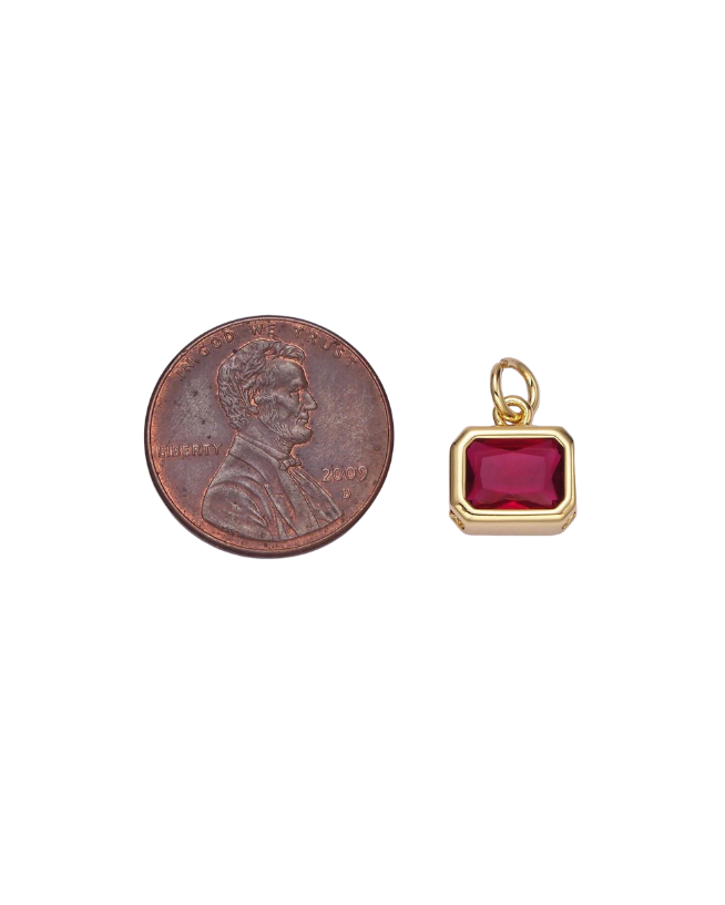 Silver Baguette Birthstone Charm