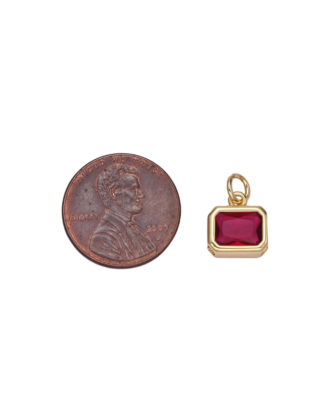 Gold Baguette Birthstone Charm