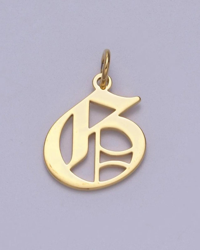 Gold Old English Initial Pendant