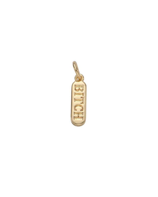 "Dainty Gold Bar ""BITCH"" Charm"